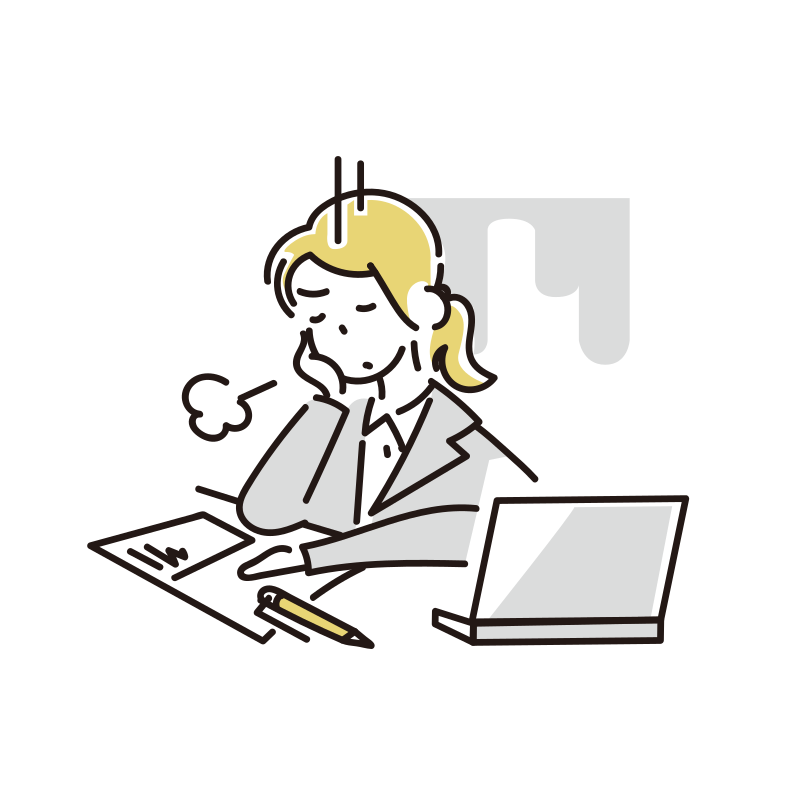 デスクで採用に悩む担当者のイラスト